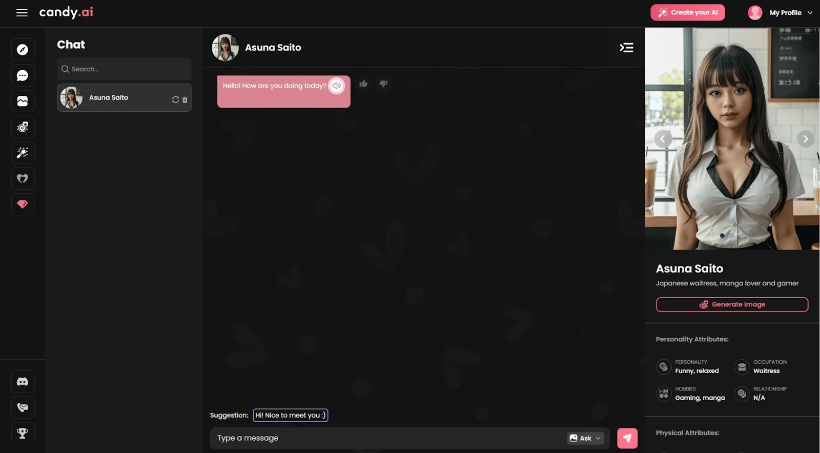 Captura de Candy AI