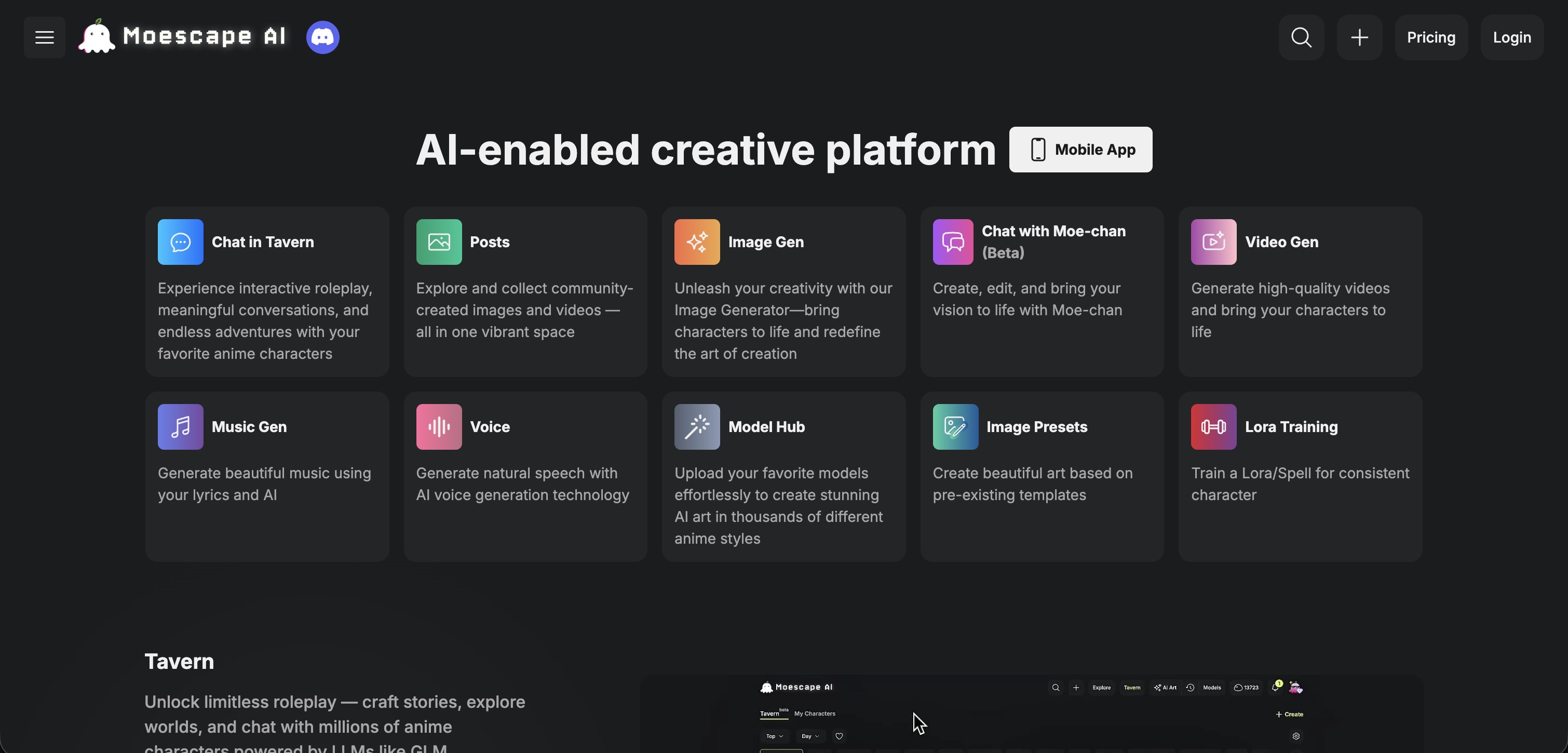 Captura de Moescape AI