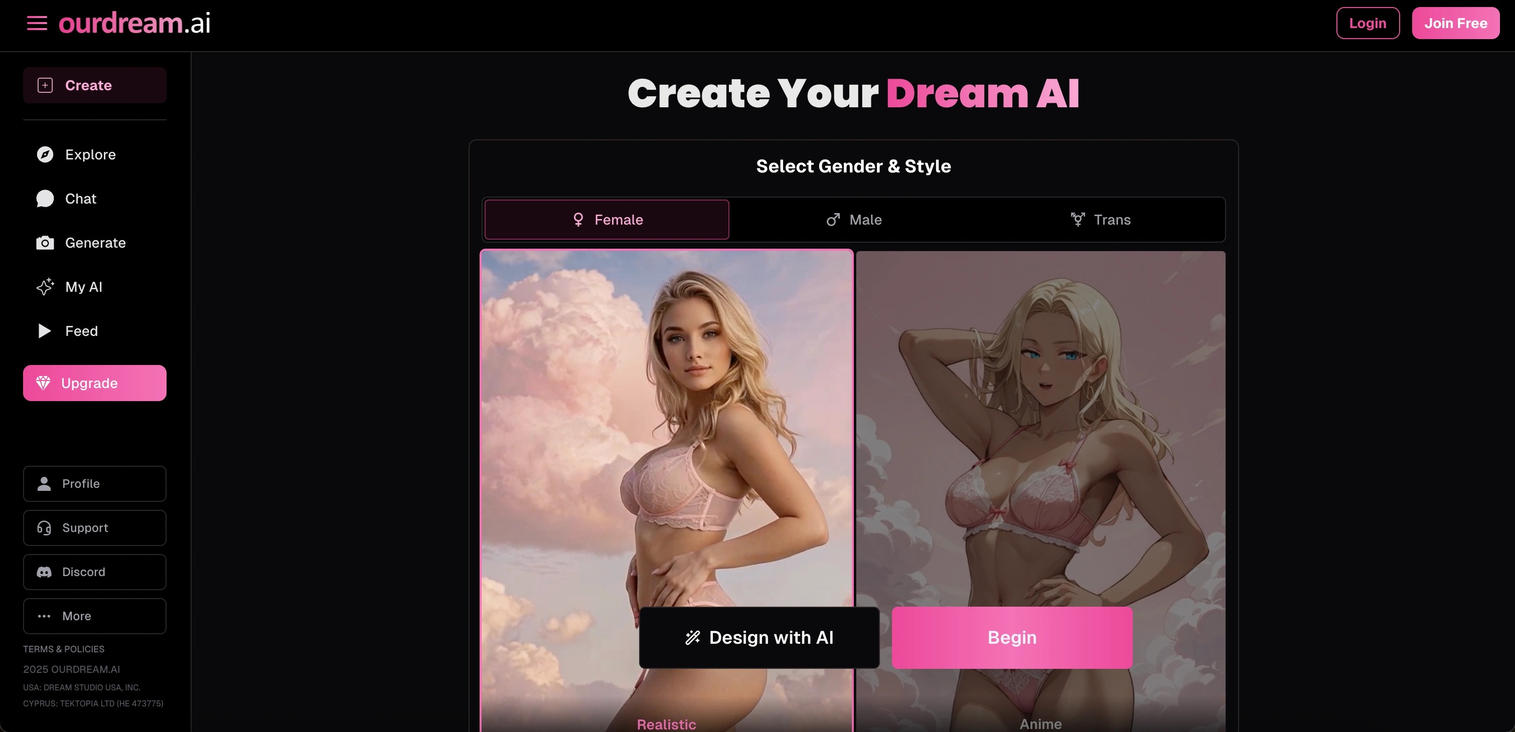 Captura de OurDream AI